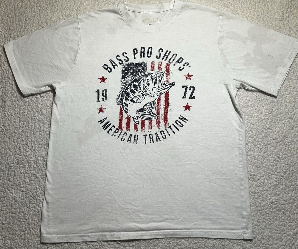 As-Is Bass Pro Shops An American Tradition White T-Shirt Men’s Size L USA